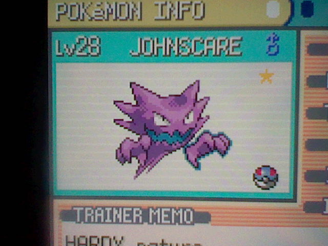 Shiny Haunter, nicknamed JOHNSCARE