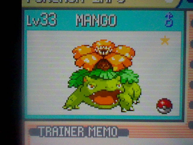 Shiny Venusaur, nicknamed MANGO